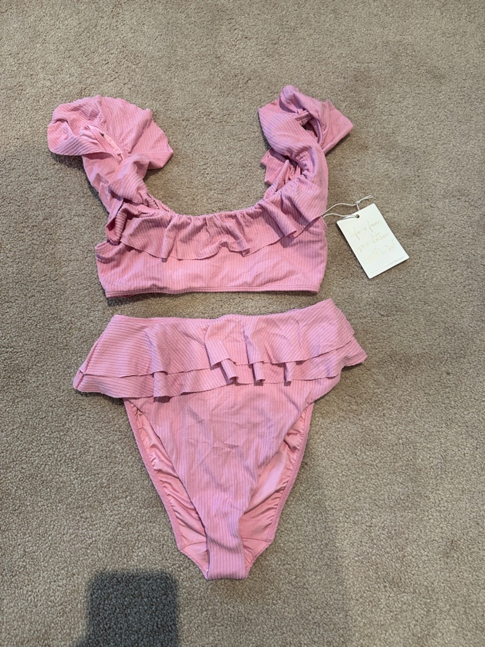 Show Me Your MuMu Pink Ruffle Bikini Set